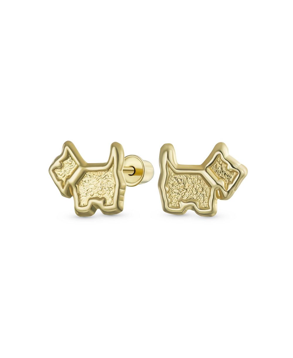 Bling Jewelry 10K Gold Dog Stud Earrings