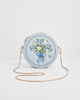 Fable England Women's Floral Posy Embroidered Circle Bag