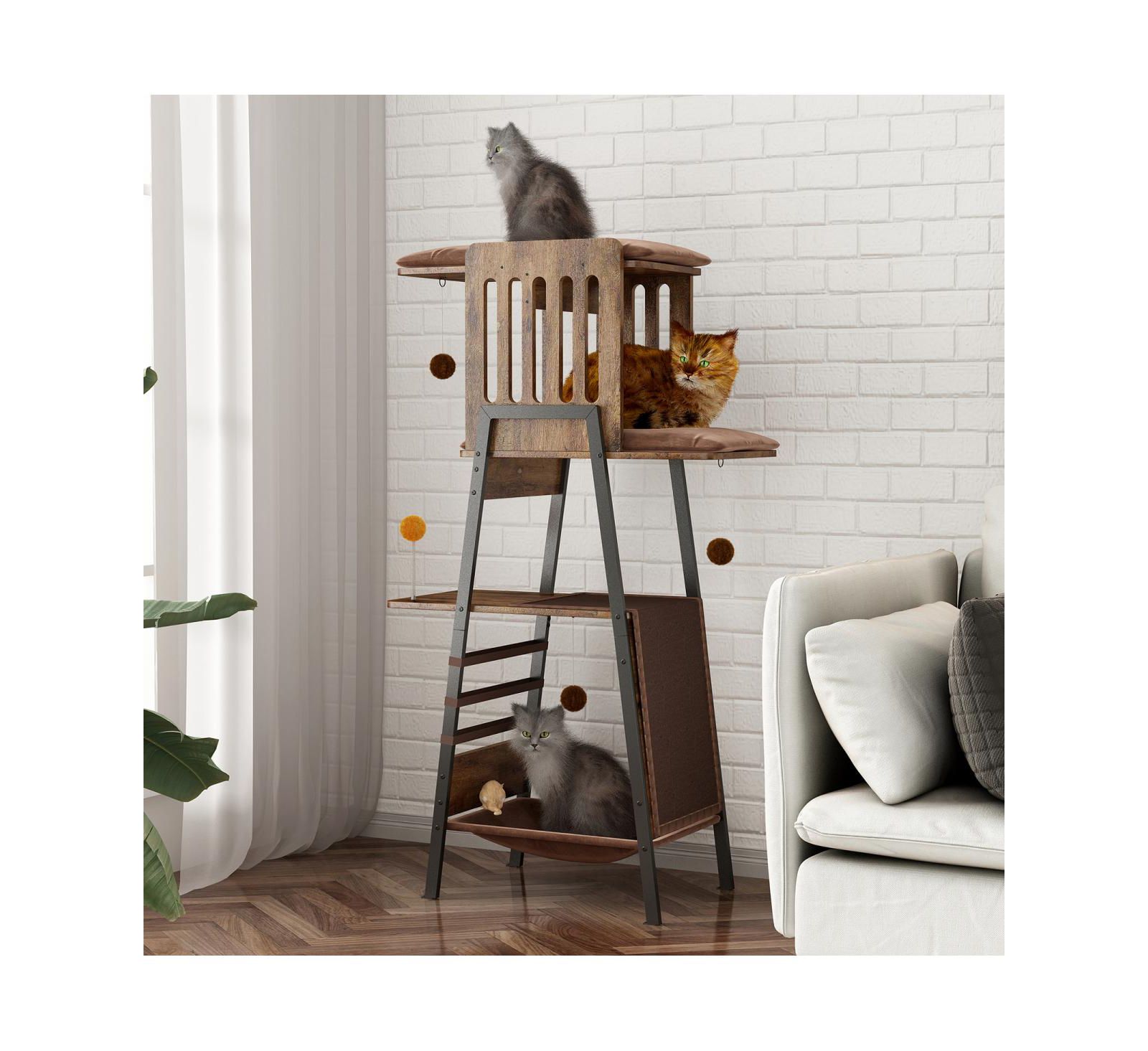 Игровое дерево для кошек Streamdale Furniture 58-Inch Modern с доской для когтей и гамаком