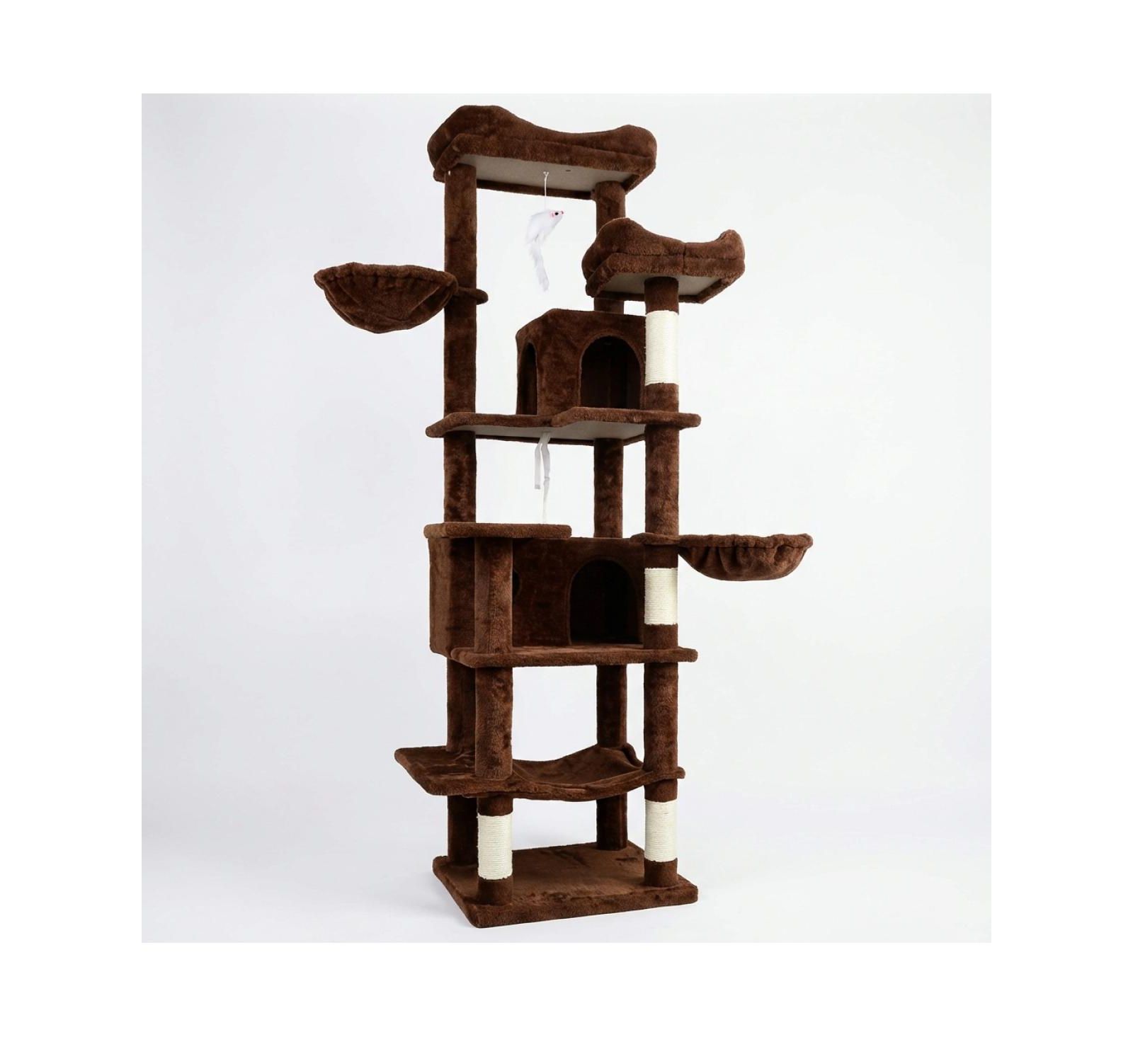 Streamdale Furniture 68in Multi-Level Cat Tree with Hammocks, Cave, and Scratching Posts