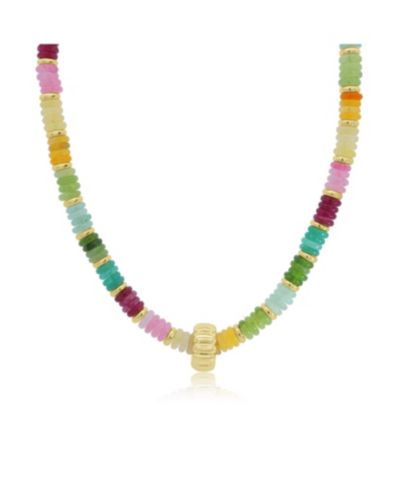 The Lovery Rainbow Bead Rondel Necklace 18K Gold Plated Over Brass