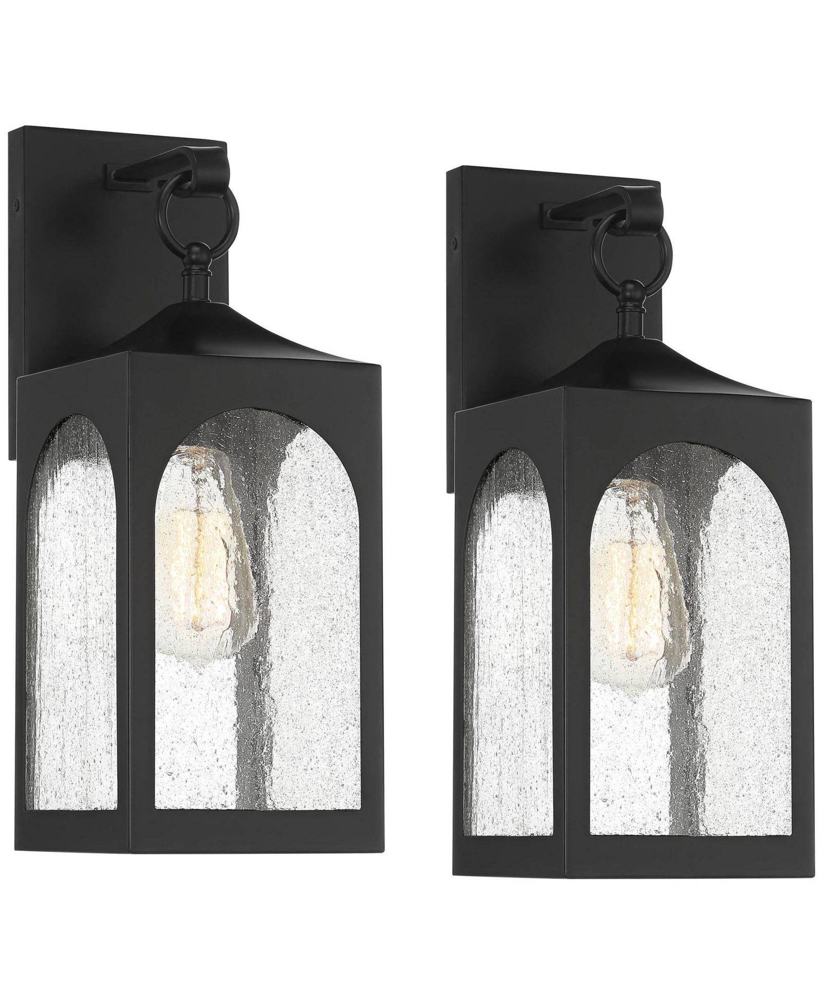 Настенный светильник Possini Euro Design Tyne Modern Outdoor Matte Black Metal 16 1/2" Seedy Glass для экстерьера