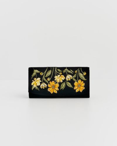 Fable England Botanical Velvet Embroidered Purse Large