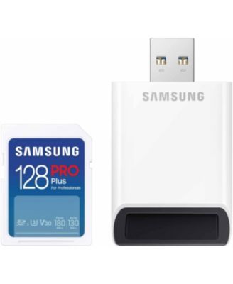 Samsung Pro Plus 128GB SD Card With Reader, USB Compatible