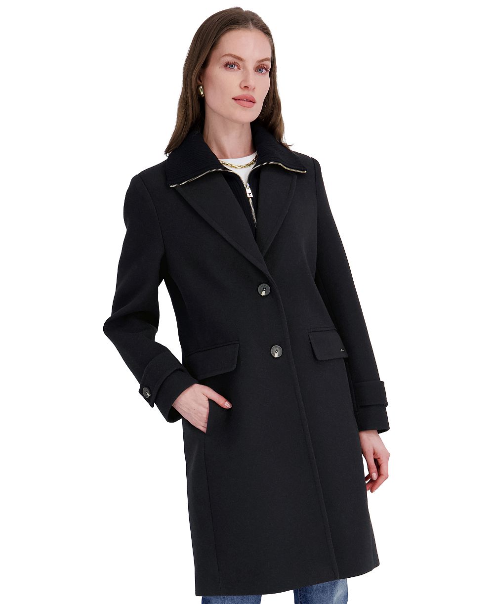 Tahari Women's Single-Breasted Knit Bibbed Coat
