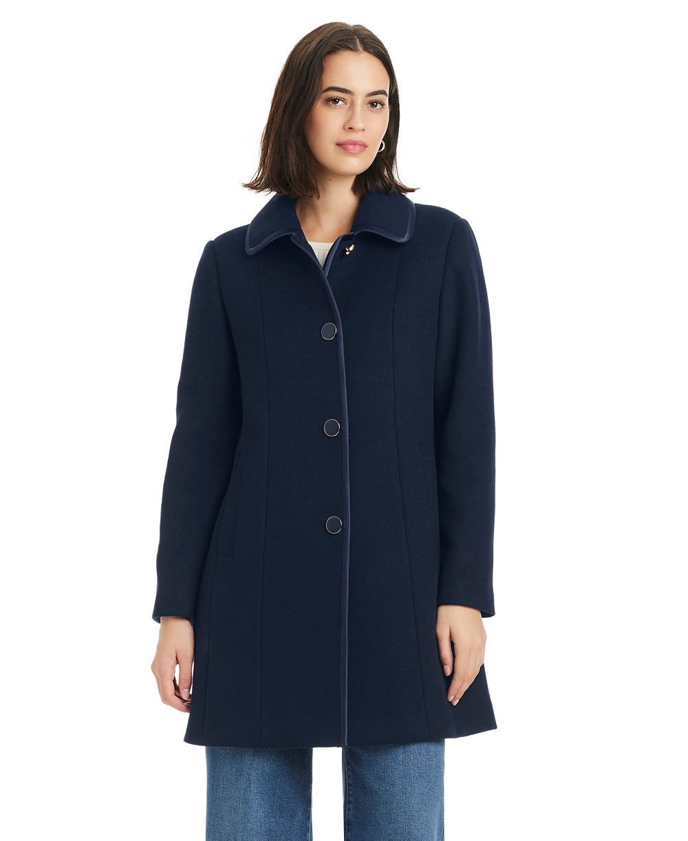 kate spade new york Women's Single Breasted Satin-Trimmed Coat