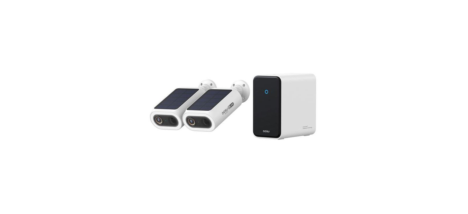 AOSU C8S-2H Indoor/Outdoor Solar-Powered 4K Wireless Security Camera Kit, 2-Piece