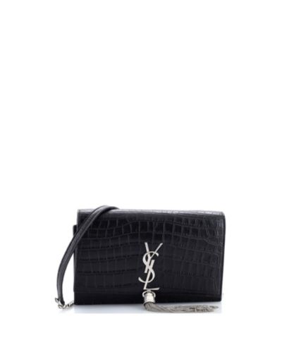 Кошелек Saint Laurent Classic Monogram Tassel Chain из тисненой кожи, б/у