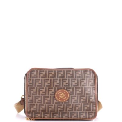 Б/у дорожная сумка Fendi Small Zip Around из покрытого канваса Zucca