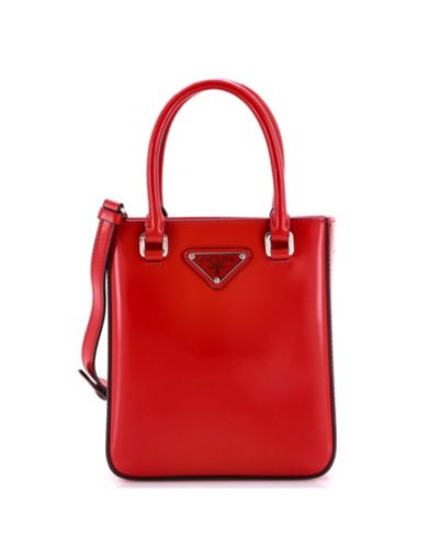 Pre-Owned Prada Small Convertible Tote Brushed Leather