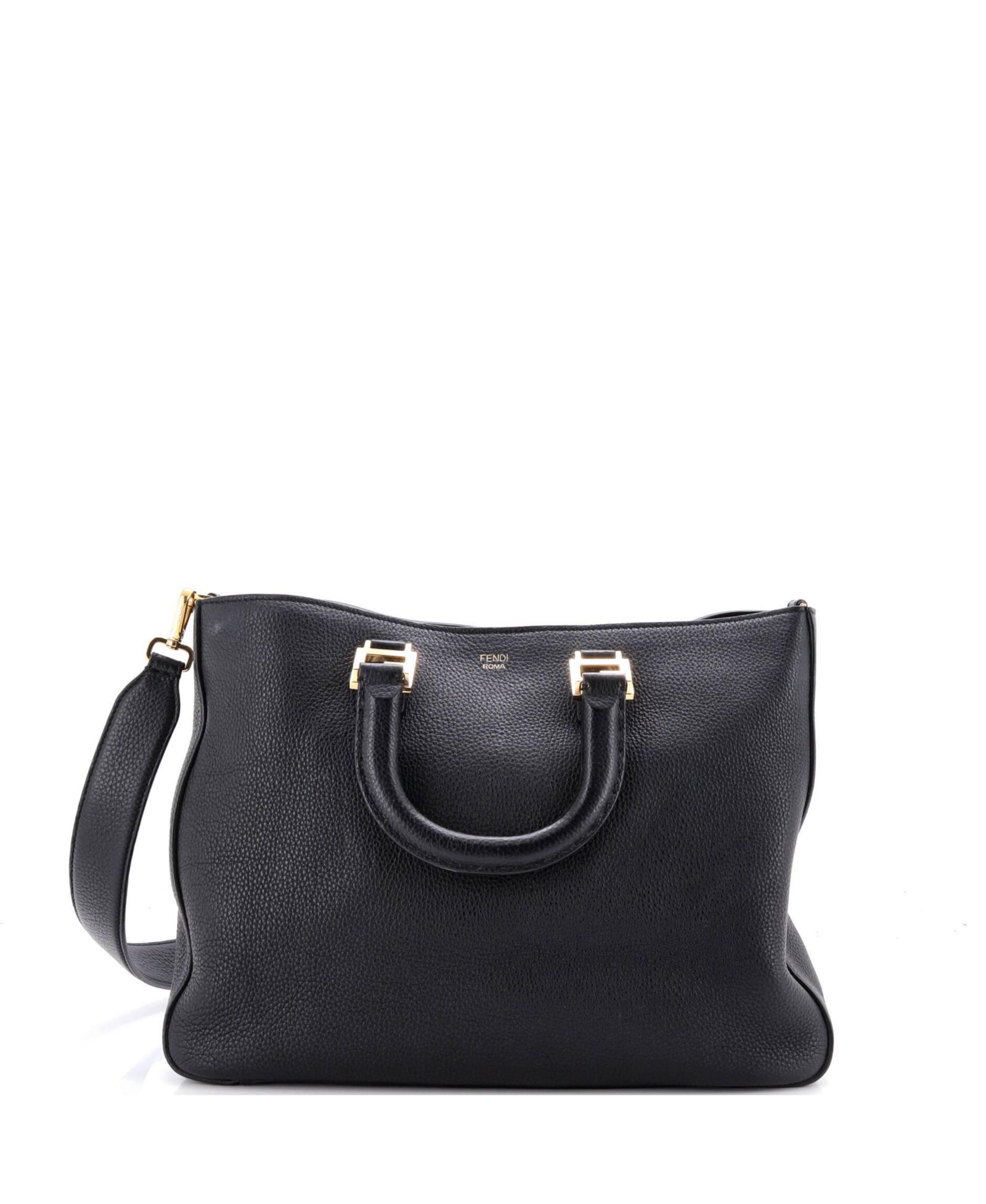 Pre-Owned Fendi Medium Selleria FF Handle Tote Leather