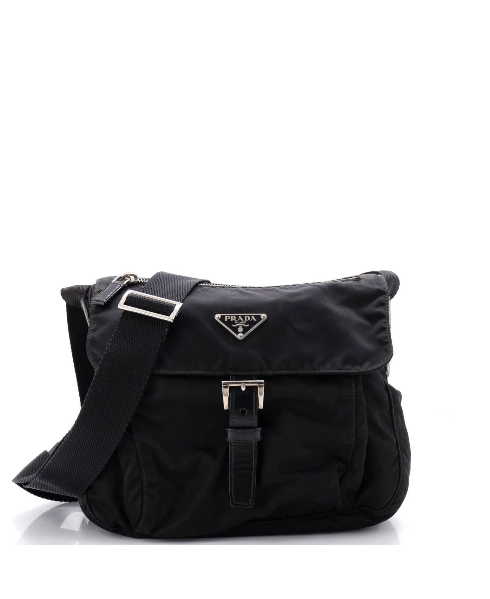 Pre-Owned Prada Small Buckle Messenger Bag Tessuto