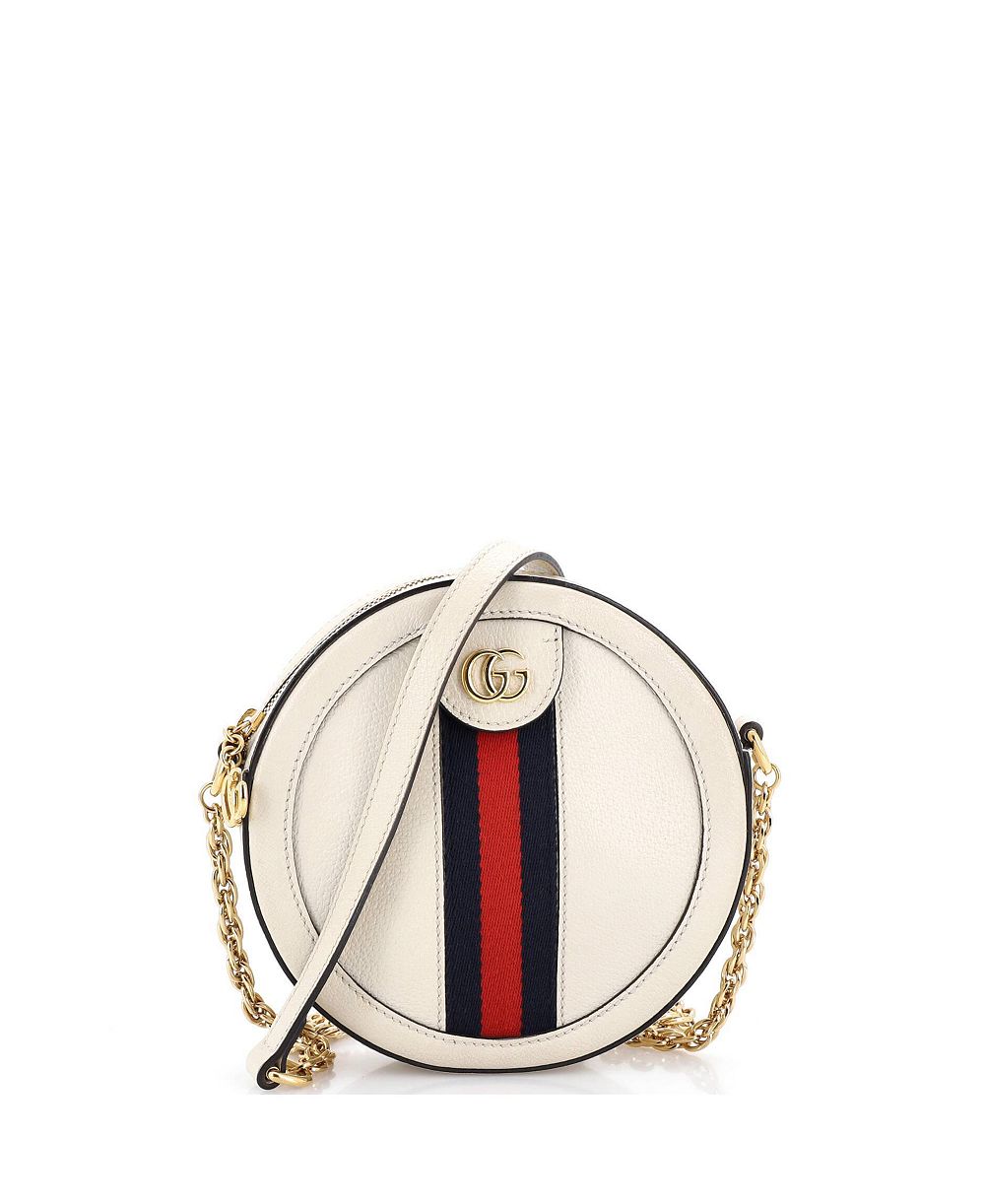 Pre-Owned Gucci Mini Ophidia Round Shoulder Bag Leather