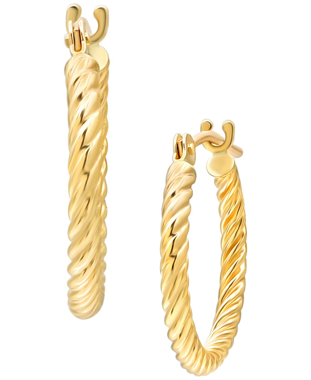 Серьги-кольца Macy's Corrugated Hoop Earrings в 10k Yellow Gold