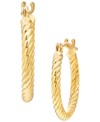 Серьги-кольца Macy's Corrugated Hoop Earrings в 10k Yellow Gold