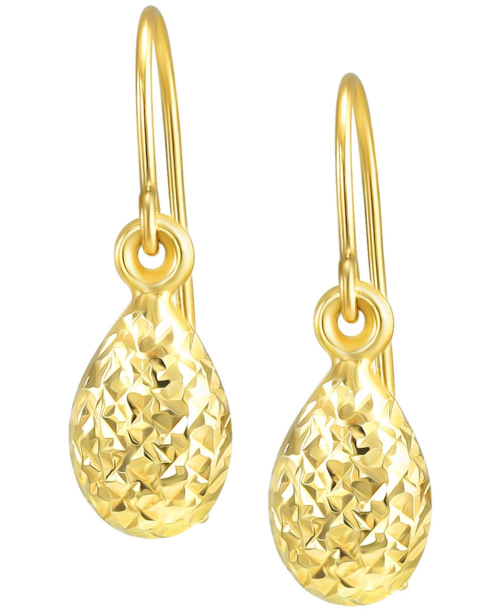 Macy's Crystal-Cut Teardrop Dangle Earrings in 10k Yellow Gold