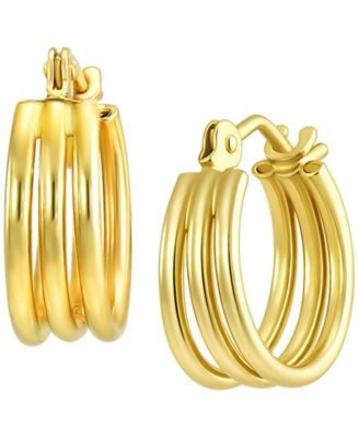 Macy's серьги-кольца Huggie в трех рядах, 10k желтое золото