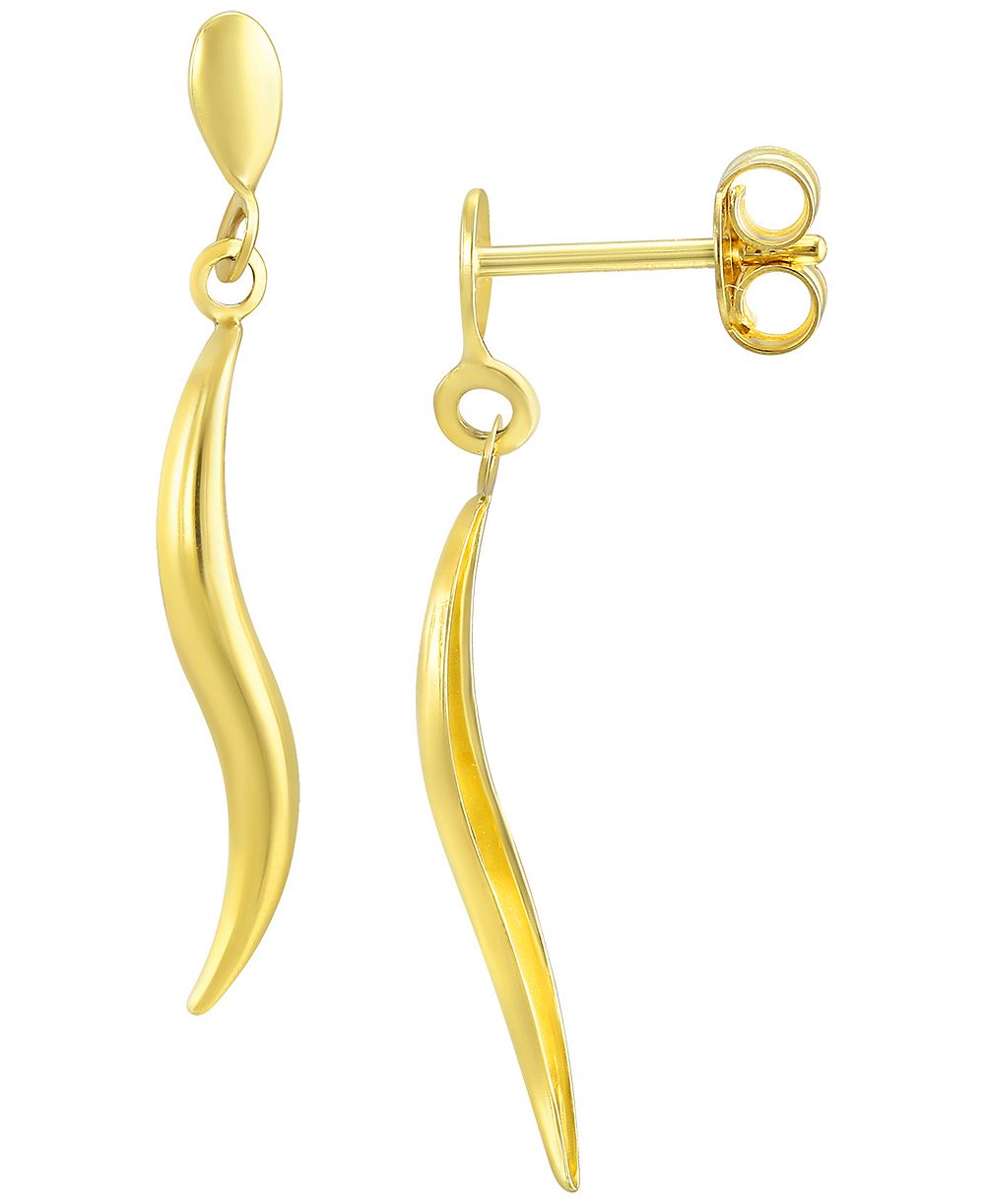 Серьги Macy's Polished Twist Dangle 10k Yellow Gold