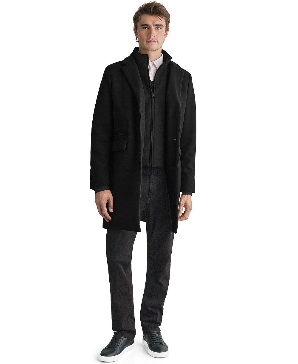 KARL LAGERFELD PARIS Men's Overcoat with Bib