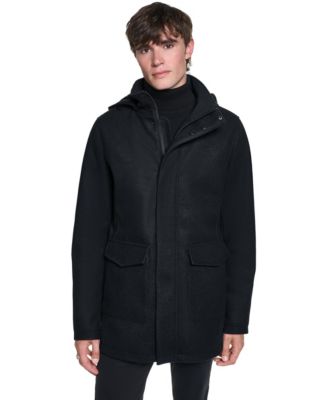 KARL LAGERFELD PARIS Men's Stadium Coat with Patch Pockets