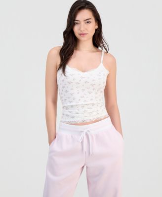 Hippie Rose Juniors' Lace-Trim Longline Printed Cami