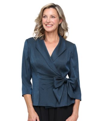Женская блузка Alex Evenings Shimmer Side-Tie 3/4-Sleeve Collared
