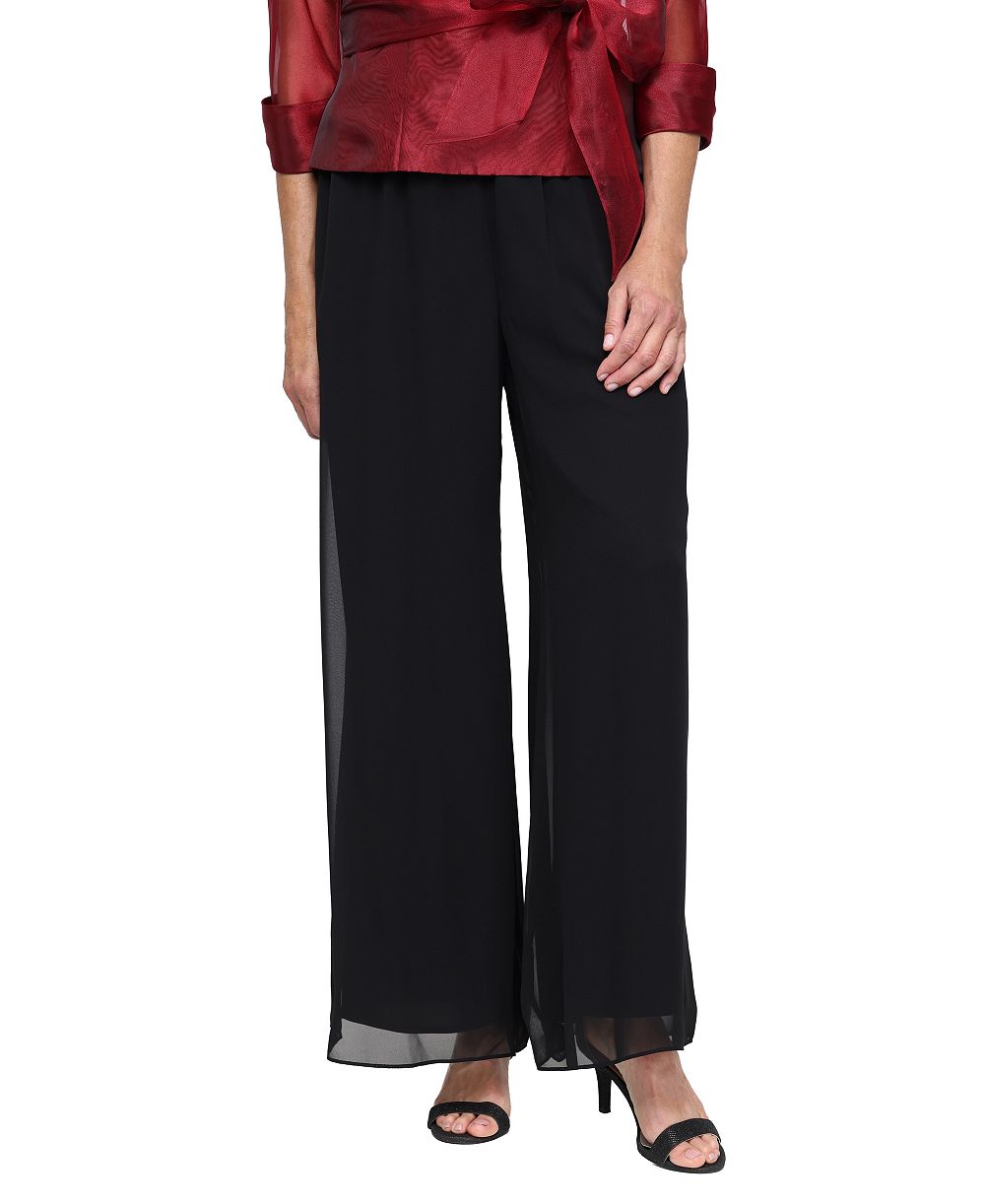 Alex Evenings Women's Wide-Leg Chiffon Palazzo Pants
