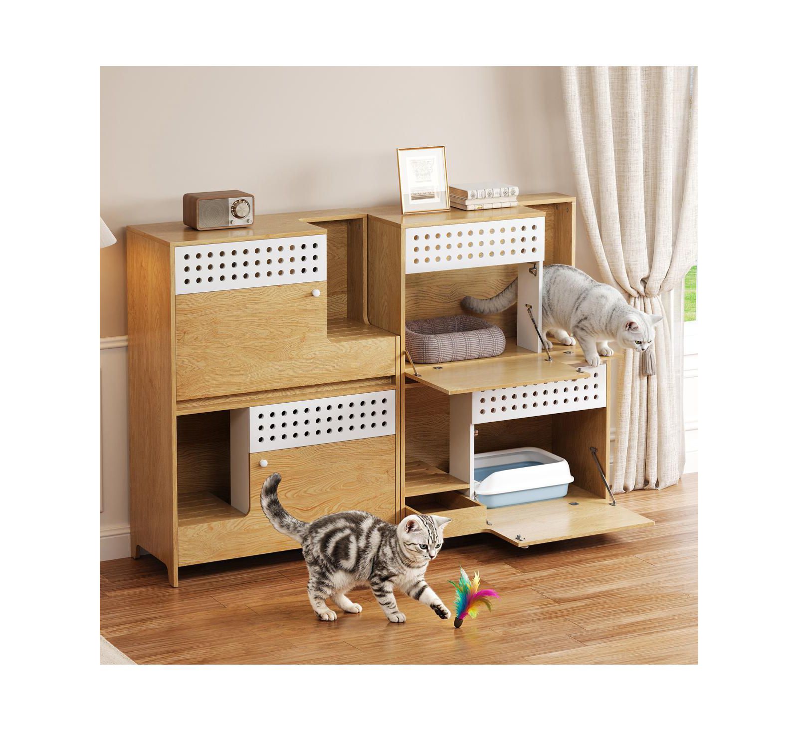 Streamdale Furniture комплект из 2 предметов: современный кошачий лоток-enclosure и боковой столик
