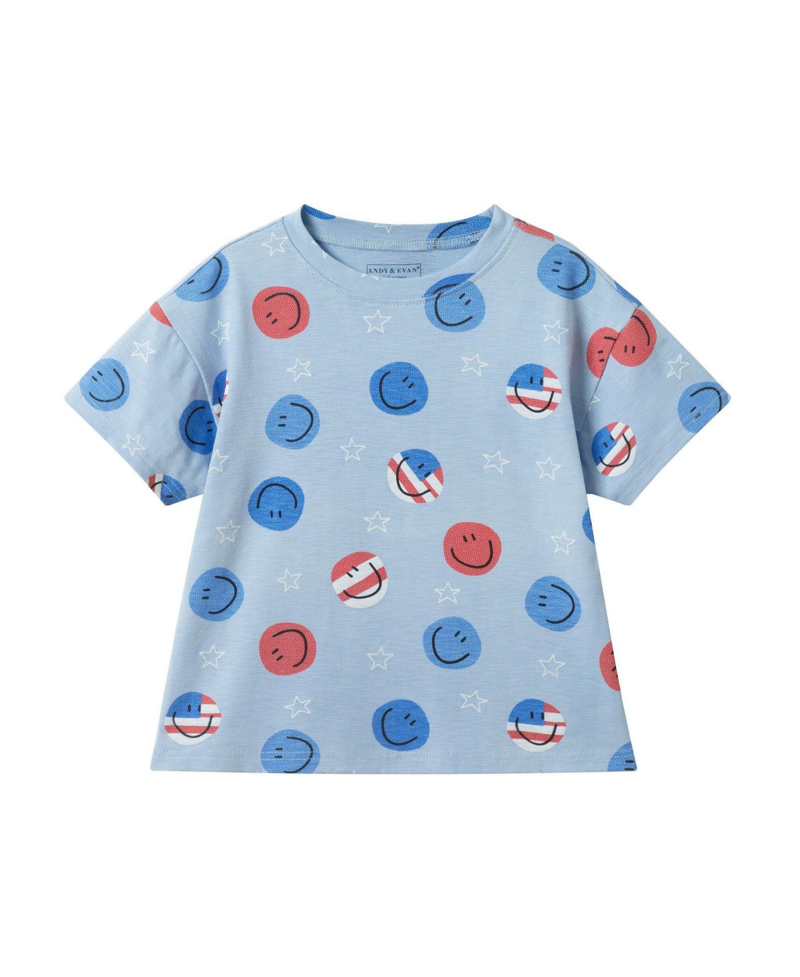 Детская футболка Andy and Evan Toddler Boys Patriotic Smiles Short Sleeve Tee