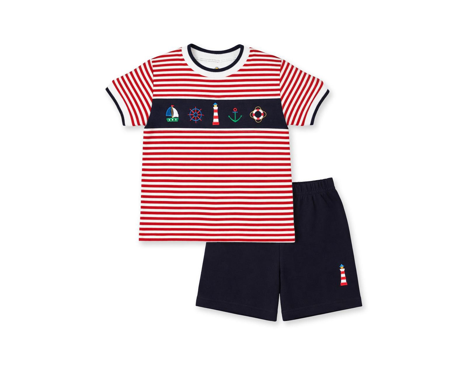Florence Eiseman Little Boys Knit Short Set With Nautical Applique