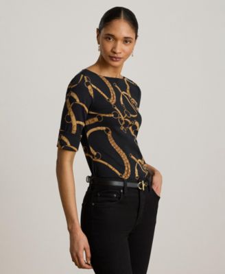 Футболка Lauren Ralph Lauren Women's Boat Neck Belting Print