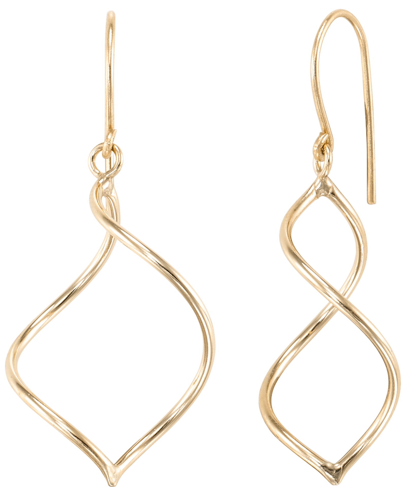 Серьги-крючки Open Work Marquise High Polished Drop Fish Hook в 10k Yellow Gold