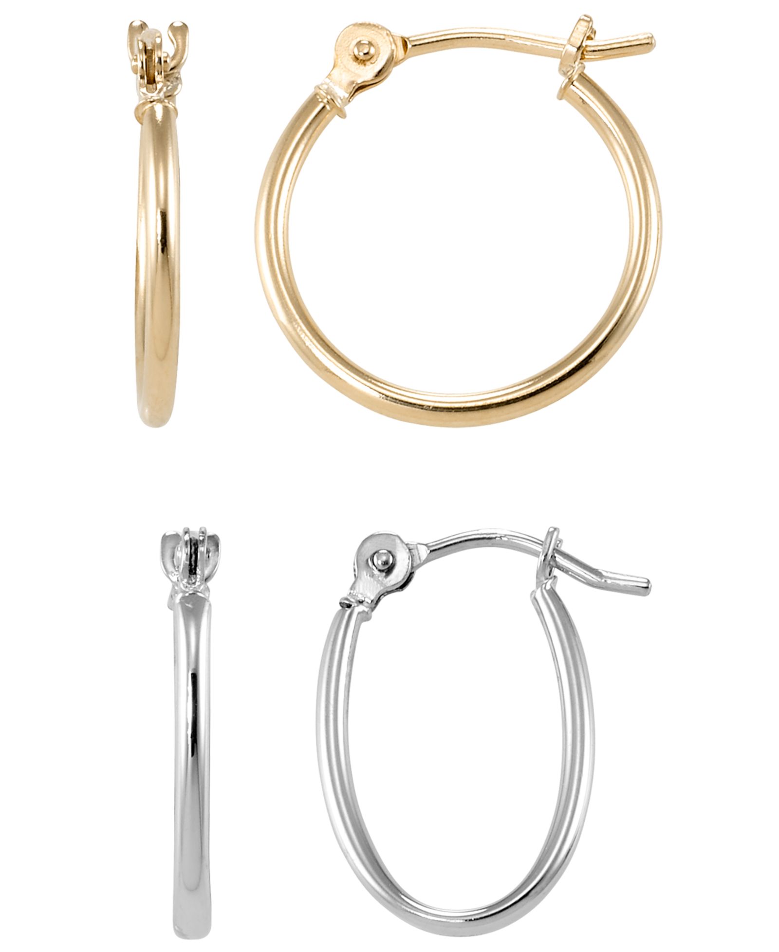 2-Piece Round & Oval Hoop Earrings Set in 10k Two-Tone Gold