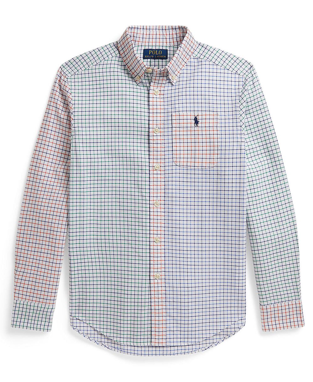Детская хлопковая рубашка Polo Ralph Lauren Boys' 8-20 Tattersall Cotton Oxford