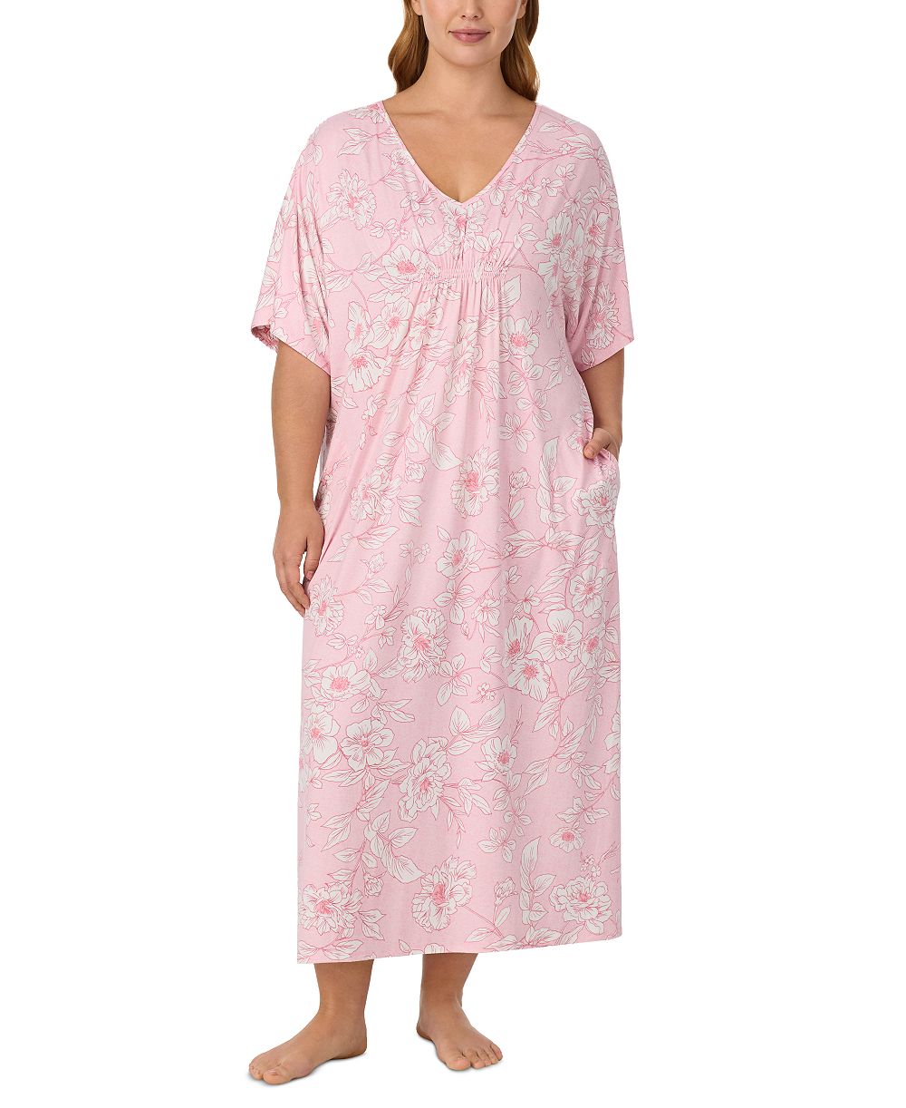 Ellen Tracy Plus Size V-Neck Long Jersey-Knit Tunic Nightgown
