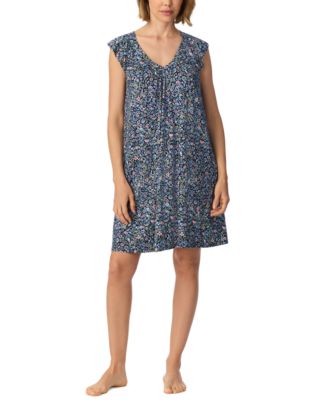 Ellen Tracy Women's Flutter-Raglan V-Neckline Floral-Print Chemise
