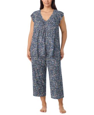 Ellen Tracy Plus Size V-Neck Flutter-Raglan Sleeve Top and Cropped Pant Set
