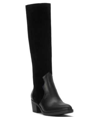 Lucky Brand Women's Frahna Almond Toe Stacked Heel Knee Boots