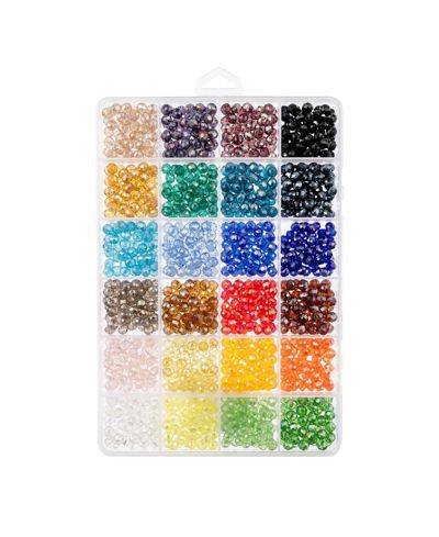 John Bead 1200pcs 6x5mm Assorted Glass Beads, Colorful Round Bead for DIY Crafts Jewelry Making Bead Box