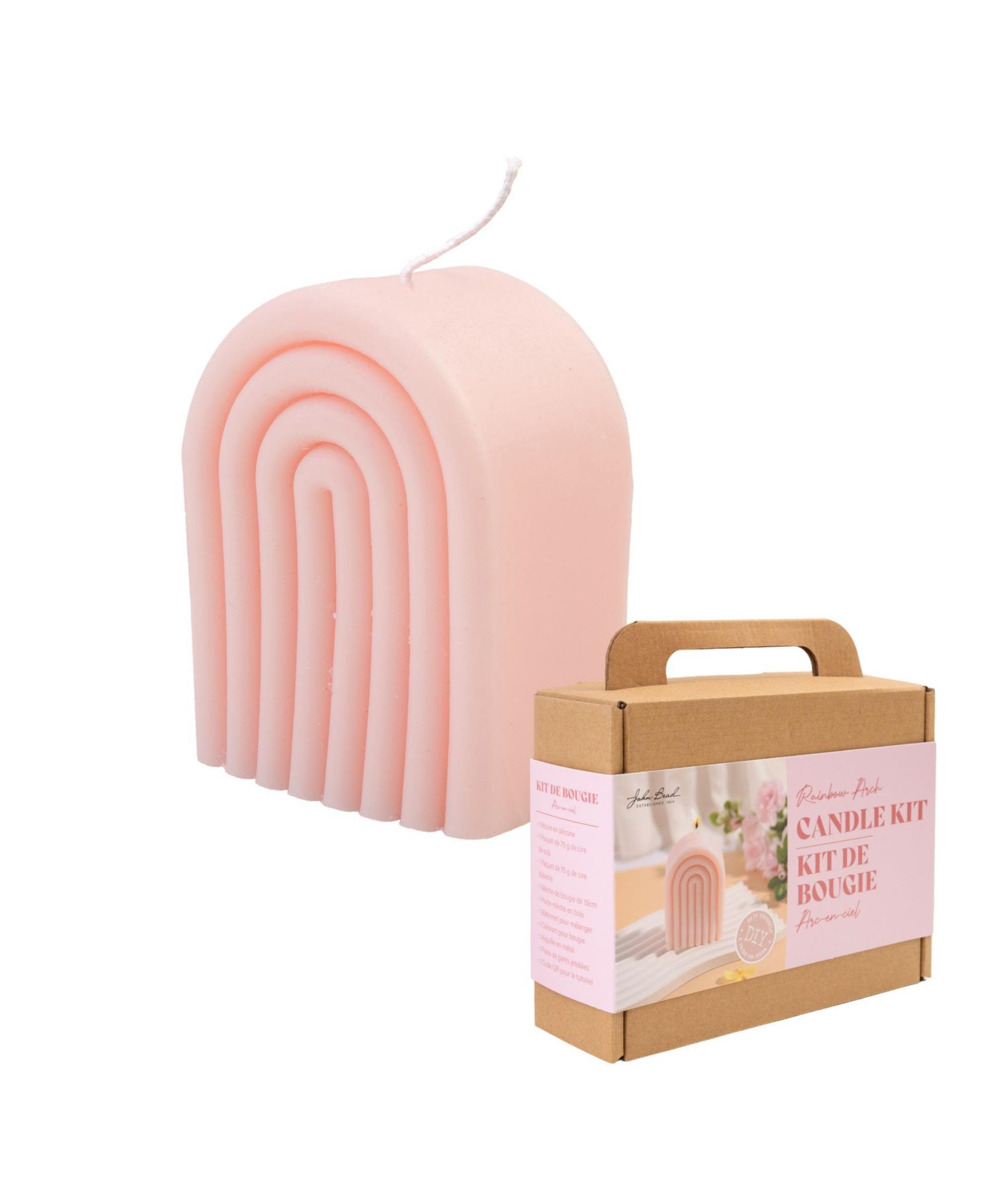 John Bead Decorative Candle Making Kit, Pink Rainbow Arch DIY Art Kit for Home Decor Accessories