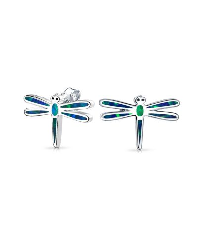 Серьги-гвоздики Bling Jewelry Summer Garden Firefly Dragonfly из стерлингового серебра.925