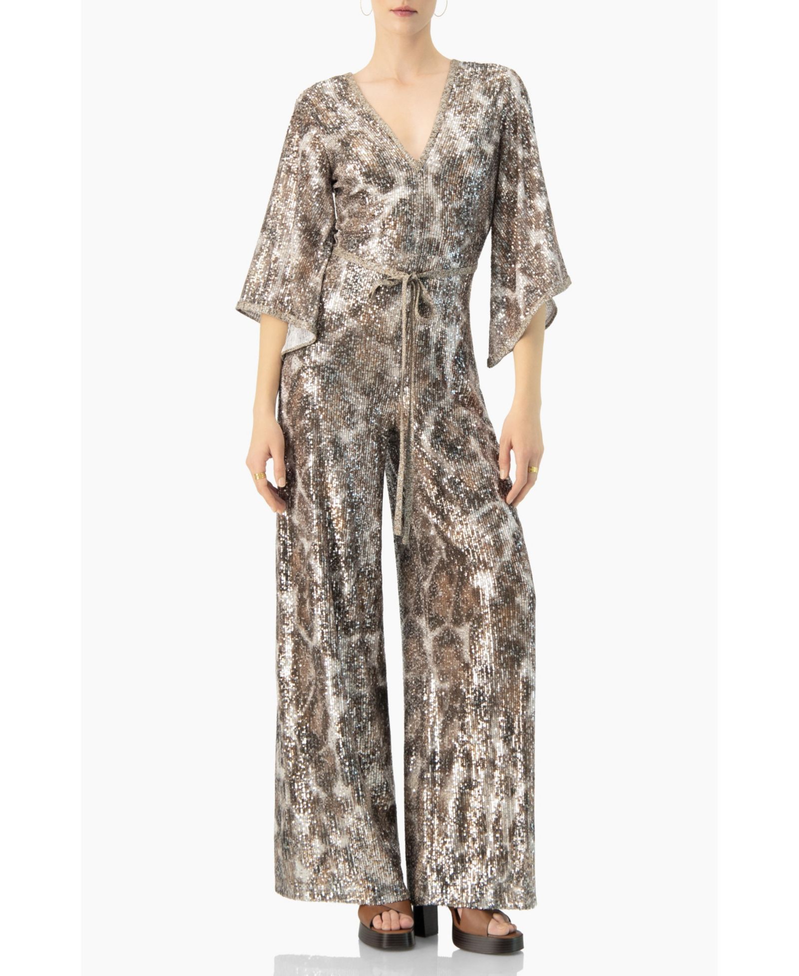 Женский комбинезон Ivonne Sequin Wide Leg V-Neck