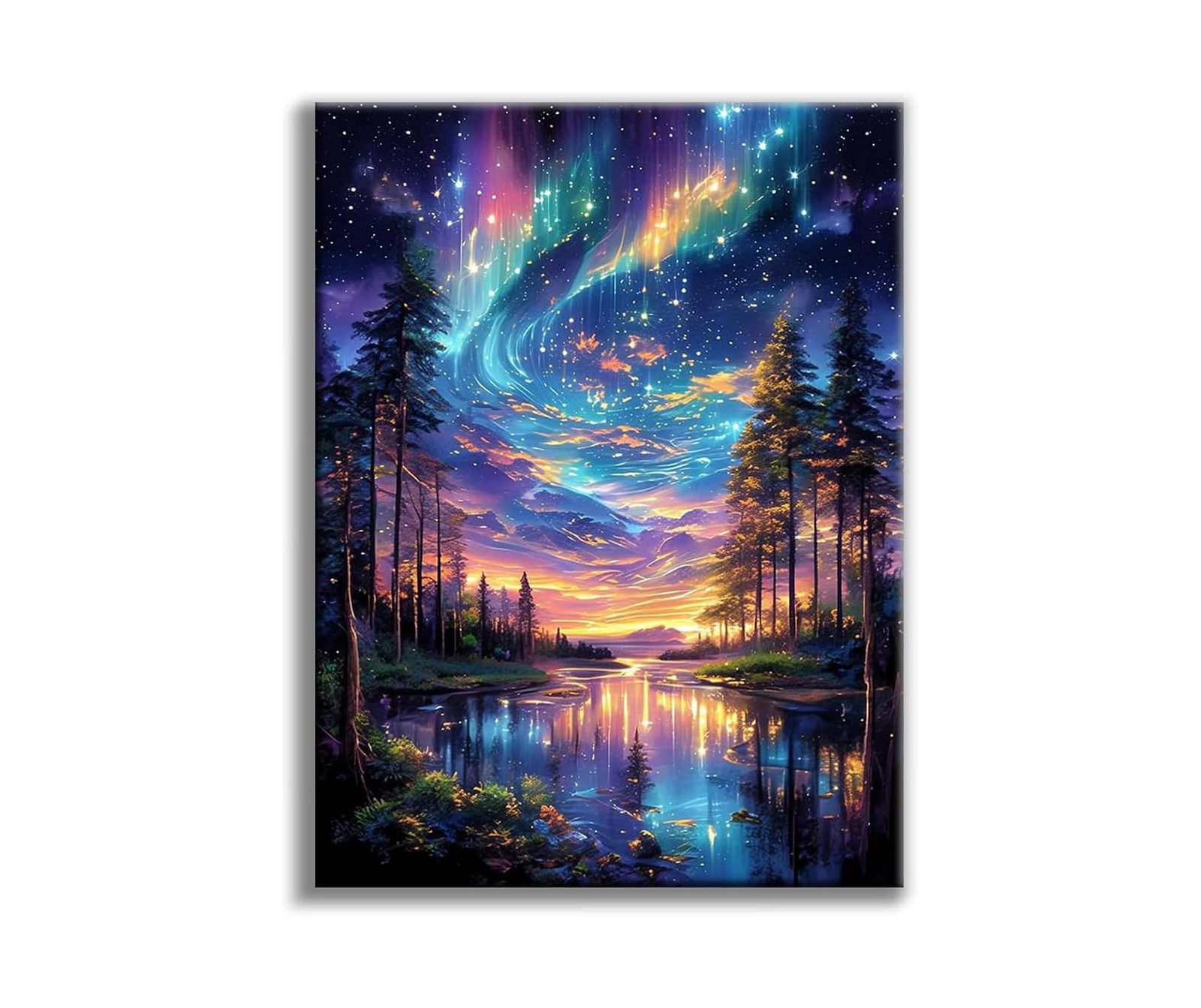 Набор для вышивания крестиком GNUADZ Starry Night, узор Lake Tree, 11CT, для начинающих
