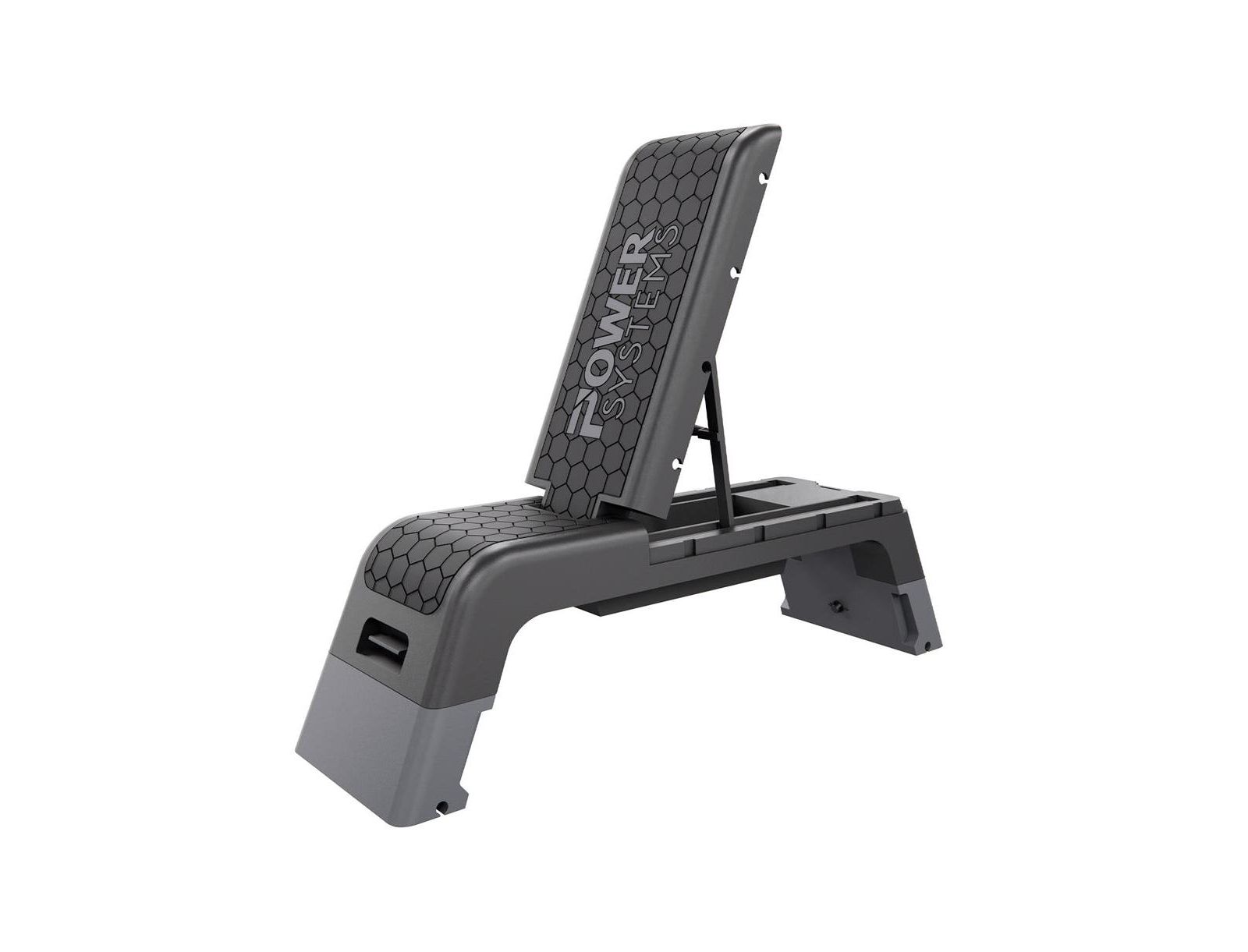 Power Systems Aerobic Deck, Adjustable Fitness Deck Bench With Adjustable Deck and Resistance Band Clips