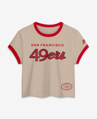 Кроп-футболка Nike Women's Cream San Francisco 49ers Rewind Ringer Mod Cropped T-Shirt
