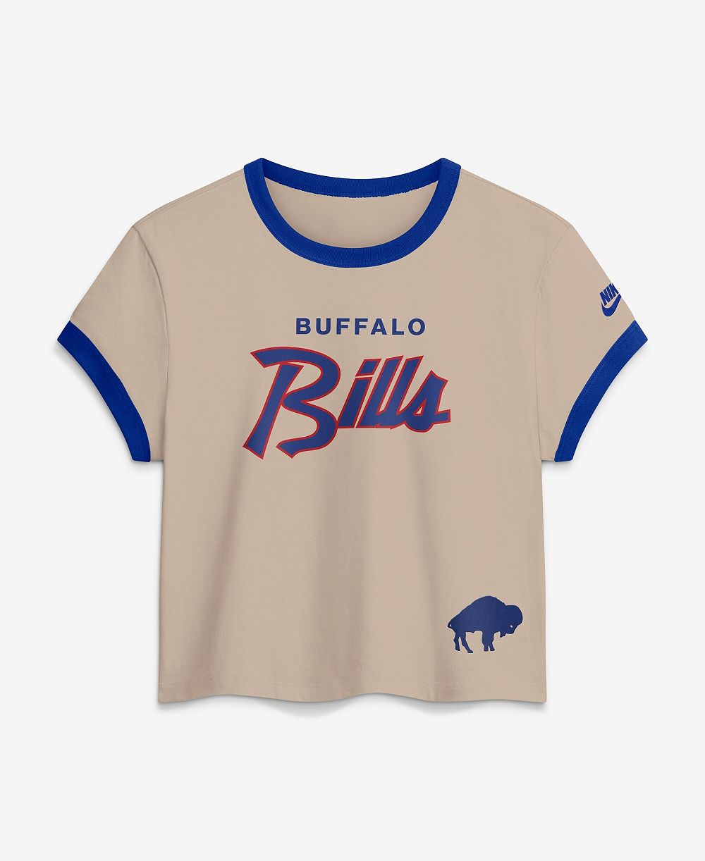 Nike Women's Buffalo Bills Rewind Ringer Cropped T-Shirt