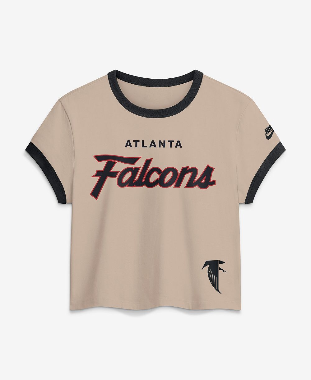 Nike Women's Atlanta Falcons Rewind Ringer Mod Cropped T-Shirt