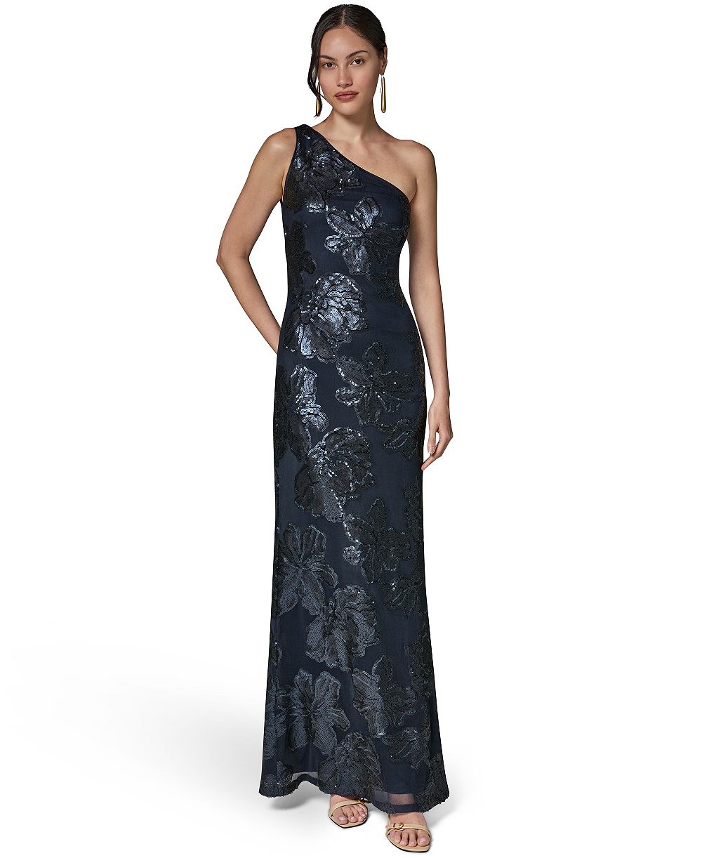 Женское вечернее платье Donna Karan New York One-Shoulder Floral-Sequin