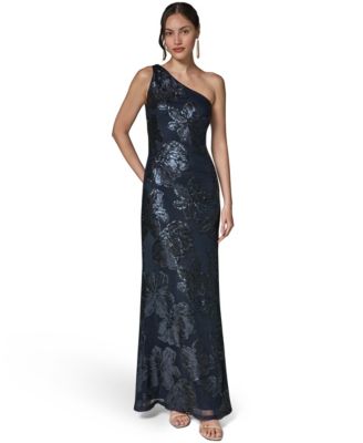 Женское вечернее платье Donna Karan New York One-Shoulder Floral-Sequin