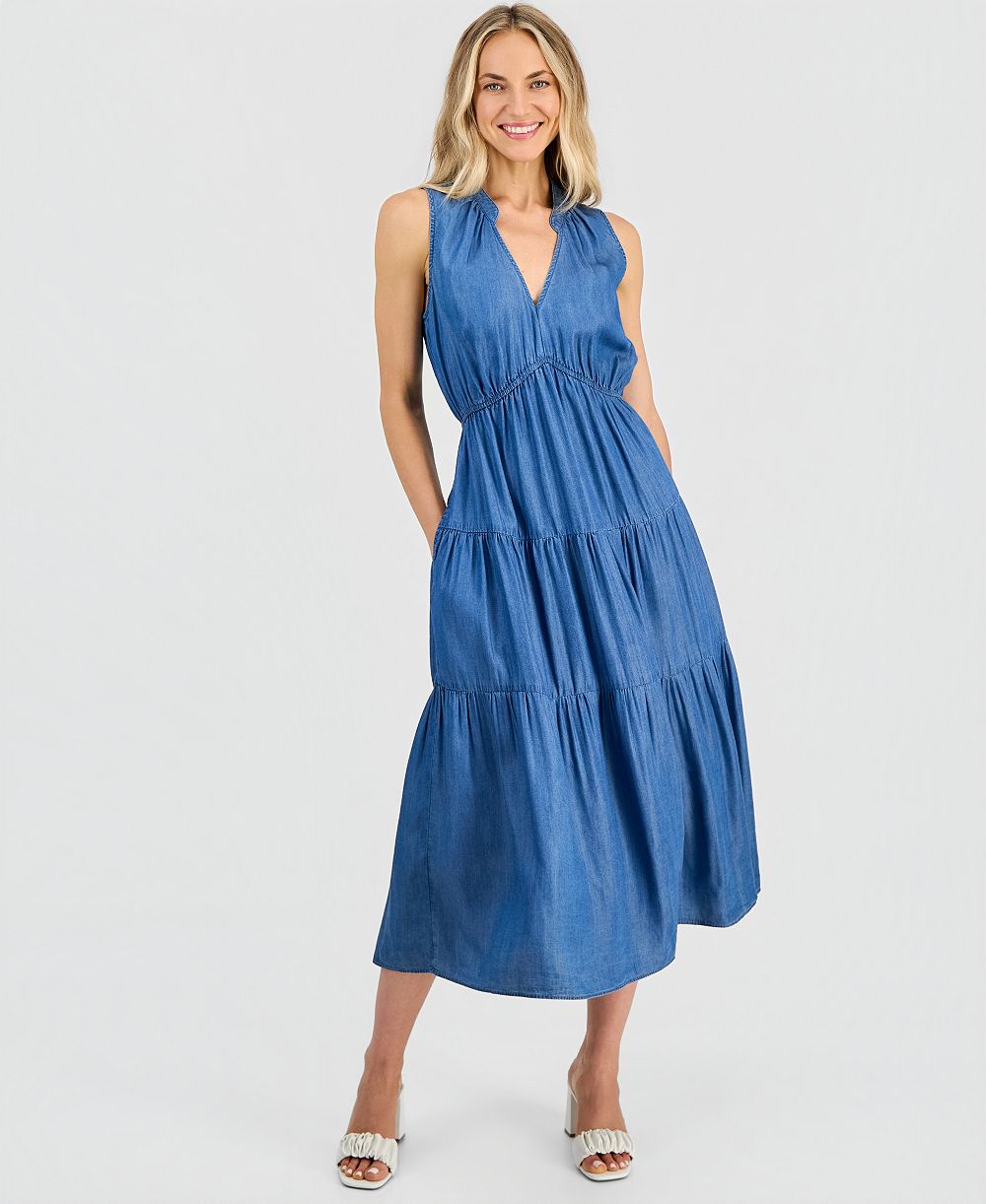 Женское миди платье Robbie Bee V-Neck Sleeveless Tiered